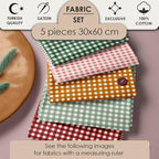 Gingham Cotton Fabric Bundle, 5 Coordinating Checkered Fabric Panels, 23.6 x - Image 2