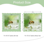 12x12 Picture Frame with Mat for 10x10, Wavy Edge Wooden Real Glass Photo Frame - Image 3