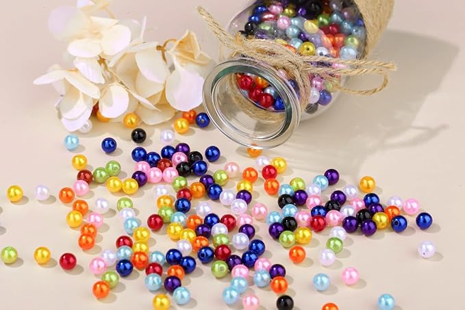 DUQGUHO Pearls for Bracelets 8mm Colorful Beads for Jewelry Making Fake Pearl - Image 3