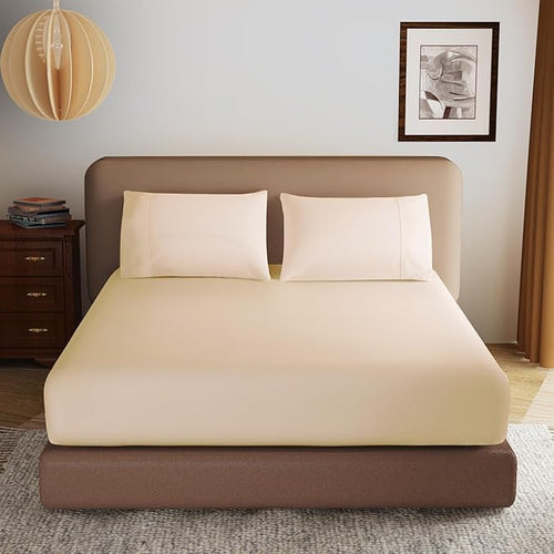 100% Egyptian Cotton Fitted Sheet Twin-XL/Split King Size, 600 Thread Count by ZaizaiHome