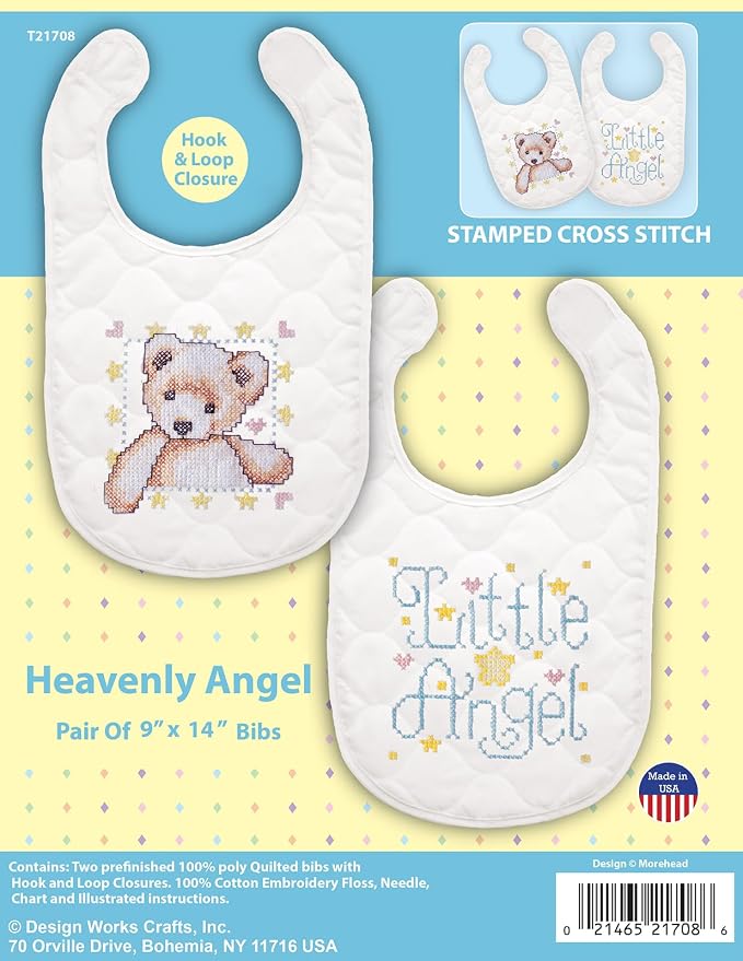Tobin T21708 Angel Bib Pair Stamped Cross Stitch Kit, 9 by 14-Inch - Image 2