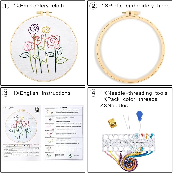 Easy Flower Embroidery Kits for Beginners Adults, Minimalism Embroidery Starter - Image 6