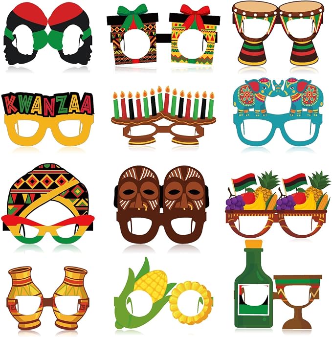 Pajean 36 Pcs Kwanzaa Party Favor Packs Decoration Kwanzaa Photo Props Paper by Pajean