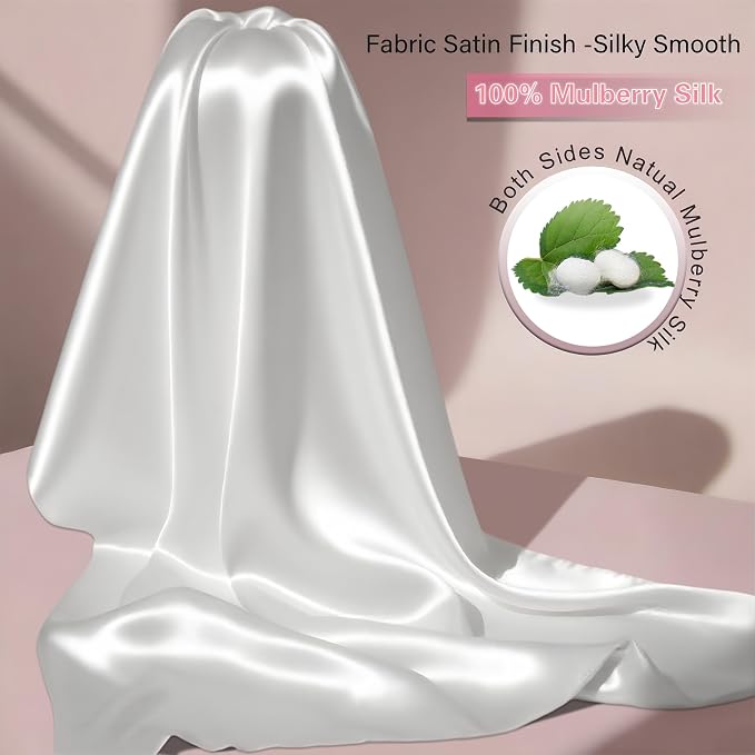 Mulberry Silk King Size Pillow Cases Set of 2, Ultra Smooth Soft Breathable - Image 2