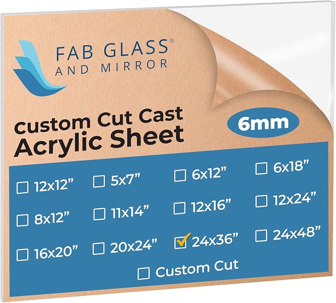 Fab Glass and Mirror Plastic PET 24"x36" Thick Acrylic Sheet Use by FabGlassandMirror