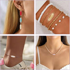 FASHEWELRY 50pcs Faceted Glass Charm Links Crystal Oval Light Gold Plated Alloy - Image 5