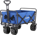 EchoSmile Heavy Duty 350 Lbs Capacity Collapsible Wagon, Outdoor Folding Camping Wagons, Grocery Portable Utility Cart, Adjustable Rolling Carts, All Terrain Sports Wagon with Big Wheels by Boahaus