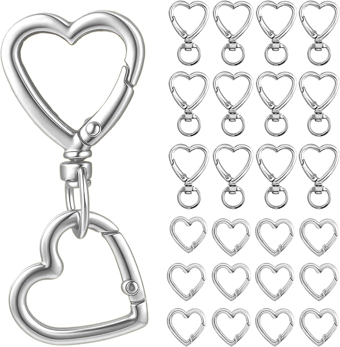 24 Pcs Heart Swivel Spring Clasps，Metal Spring Key Chain Hook Clasps，Clip - Image 8