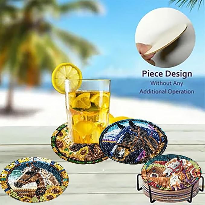 Zythron 8 Pack Diamond Art Coasters, Horse Diamond Painting Coasters Kits | - Image 4