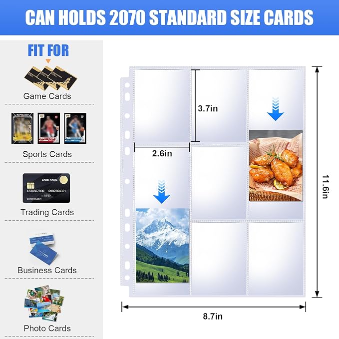 115 Pack 9 Pocket Card Sleeves Binder Sheets, Trading Card Sleeves - Image 2