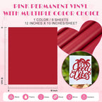 Tintnut Cherry Red Permanent Vinyl 8 Sheets 12''x10'' Adhesive Vinyl | Solid - Image 2