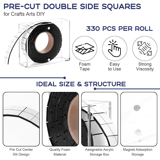 Double Sided Foam Tape for Crafts 0.4 X 0.5 in Pre Cut Double Sided Foam - Image 3