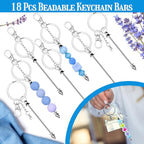 18 Pack Beadable Keychains Bars DIY Blank Beadable Keychains Metal Beaded - Image 4