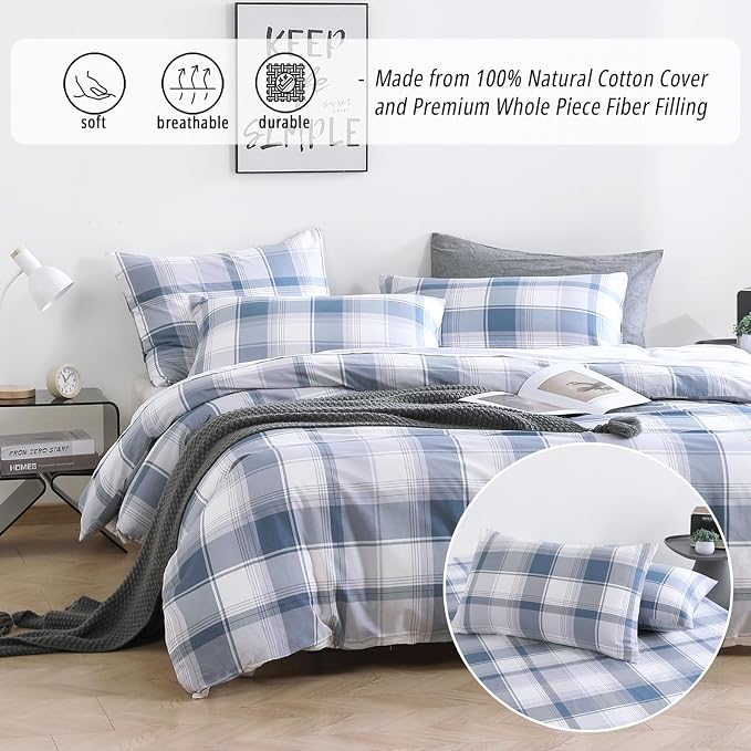 LEMIROE Vintage Cotton Comforter Queen Size 3Pcs - Image 2