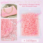 qiipii 1650PCS 5mm Dark Pink Half Round Pearls Bulk - Image 2