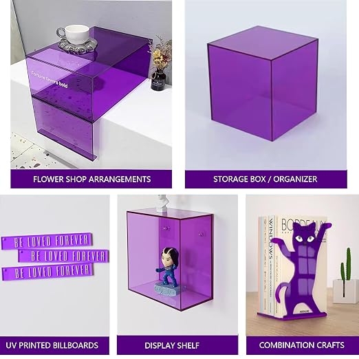 6 PCS Purple Transparent Cast Acrylic Sheets 8" x 12" x 0.118", Plexiglass - Image 2