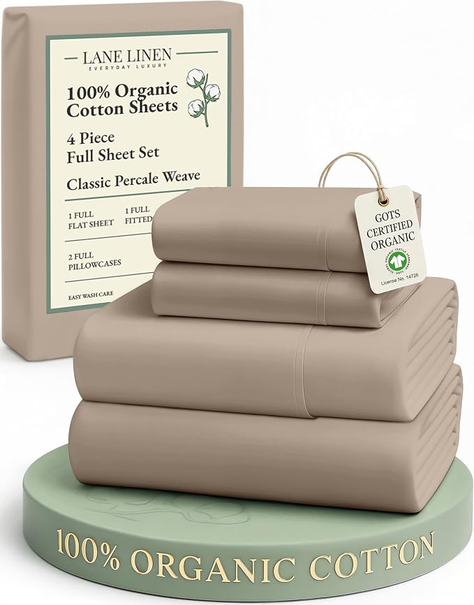 LANE LINEN 100% Organic Cotton Sheets Set, Pure Organic Cotton Long- Staple by LaneLinen
