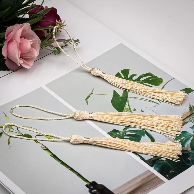 VAPKER 100 Pieces Peach Puff Color 13cm/5-Inch Silky Handmade Soft Tassels - Image 3