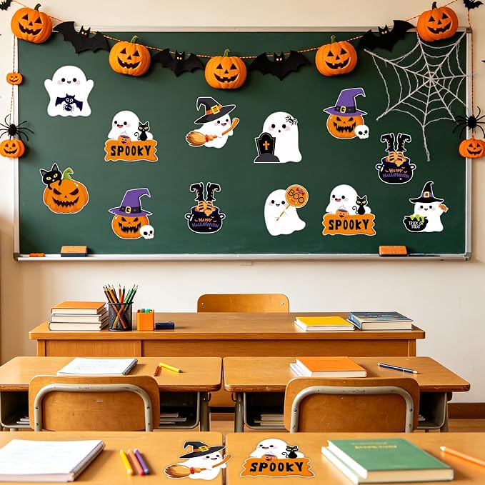 54Pcs Halloween Ghost Cutouts, Classroom Halloween Bulletin Board Decorations - Image 4