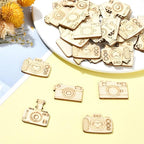 100 Pcs Unfinished Wood Cutouts Camera Wood Shapes Blank Wooden Paint Crafts - Image 6
