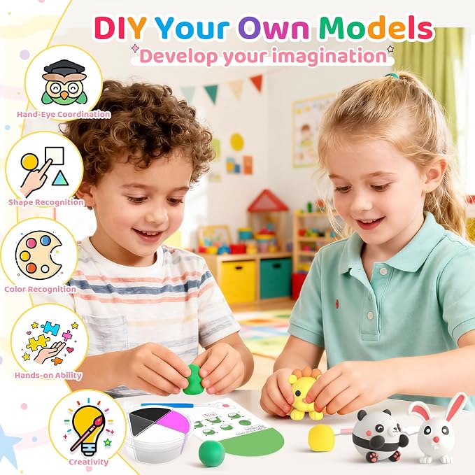 Air Dry Clay for Kids: Modeling Clay Animals DIY 10 PCS Blind Box Craft - Image 3