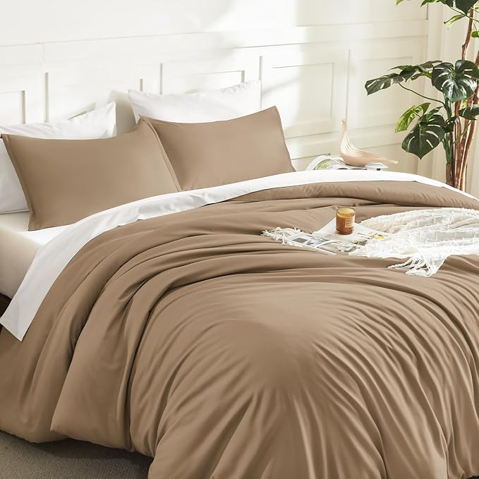 Litanika Taupe Tan Twin/Twin XL Comforter Set, 2 Pieces Solid Bedding Comforter - Image 5