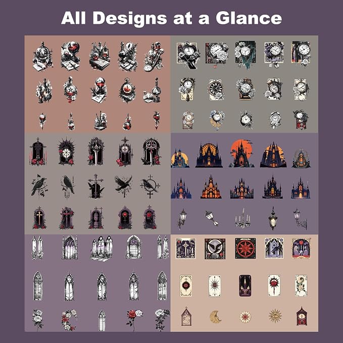 90PCS Gothic PET Stickers Set – Waterproof Die-Cut Stickers - Image 5