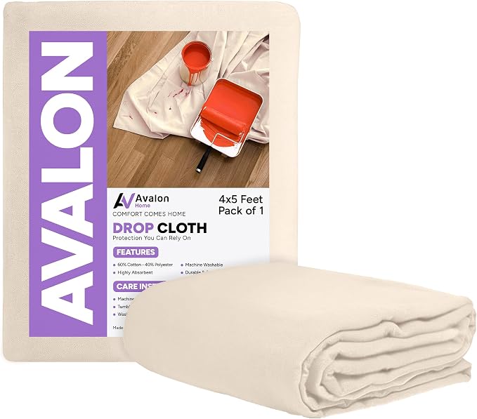 Canvas Drop Cloth for Painting 4x5 feet Pack of 1-8oz Painters Drop Cloths for by Unknown