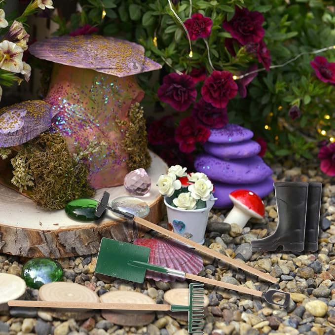 Miniature Fairy Garden Accessories Set 9 Pcs 1:12 Mini Metal Spade Pestle - Image 6