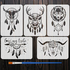 FINGERINSPIRE 5PCS Animals and Dreamcatcher Painting Stencil by FINGERINSPIRE