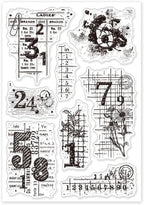 GLOBLELAND Vintage Numbers Background Clear Stamps Retro Daisy Transparent - Image 8