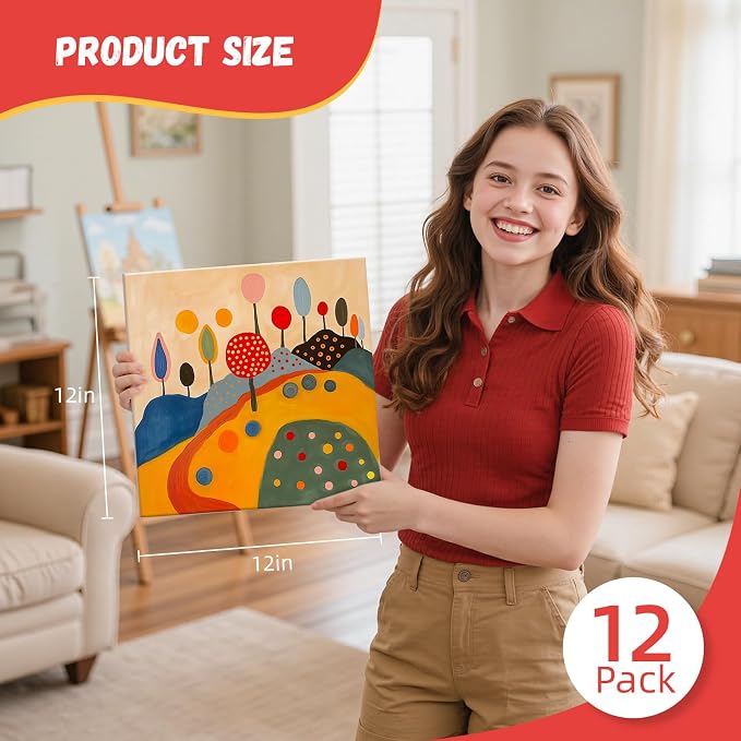 Simetufy 12 x 12 inch 12 Pack Painting Canvas Boards- Gesso Primed | Acid-Free - Image 8