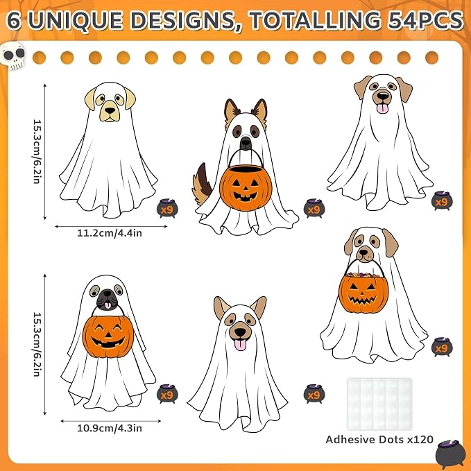 54Pcs Halloween Ghost Cutouts, Classroom Halloween Bulletin Board Paper Cutouts - Image 2