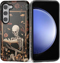 Case for Samsung Galaxy S23 Plus Case, Skeleton Reader Goth Floral Design by Kapadiy