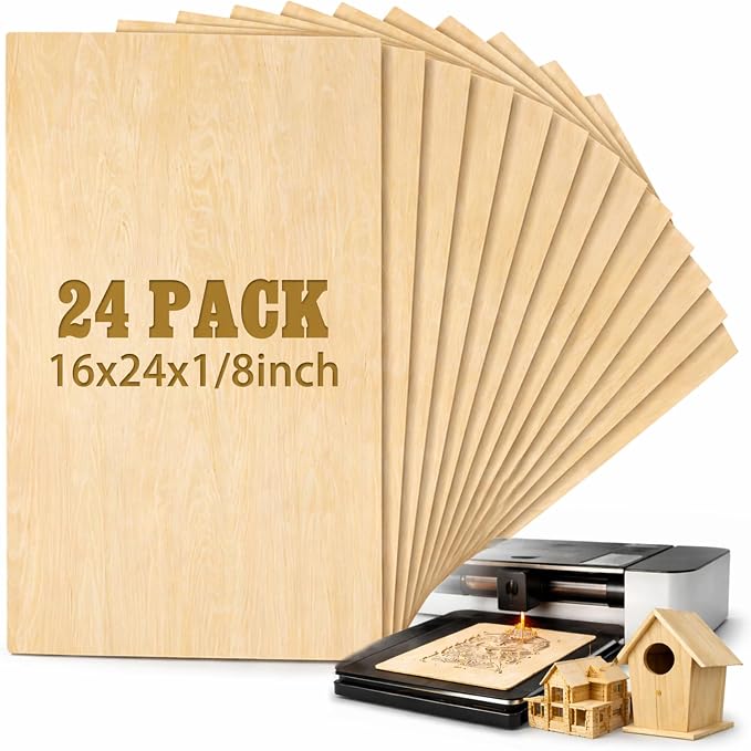 Juexica 24 Pcs 16" X 24"x 1/8" Basswood Craft Sheets 3mm Plywood Board Wood by Juexica