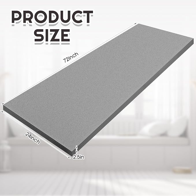 Amylove 1 Pack Polyurethane Foam 1" x 24" x 72" High Density Cushion Upholstery - Image 2