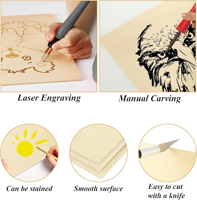 25Pcs 12 x 12 x 1/16 Inch Basswood Sheets, 1.5mm Unfinished Basswood Sheets - Image 4