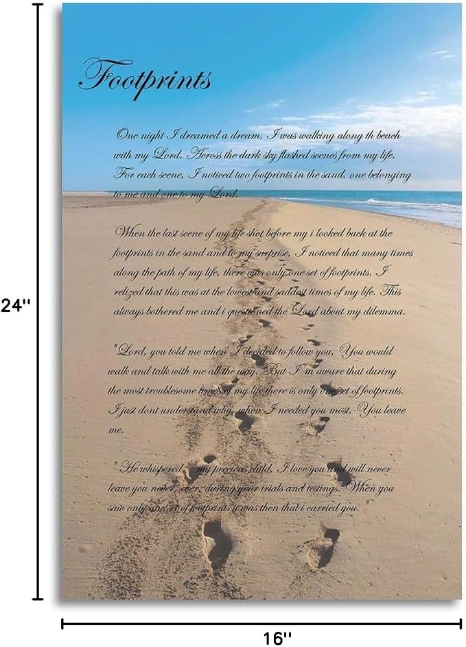 Zapeeitt Footprints in The Sand Poetry Poster Art Print Canvas Wall Art Kitchen - Image 6