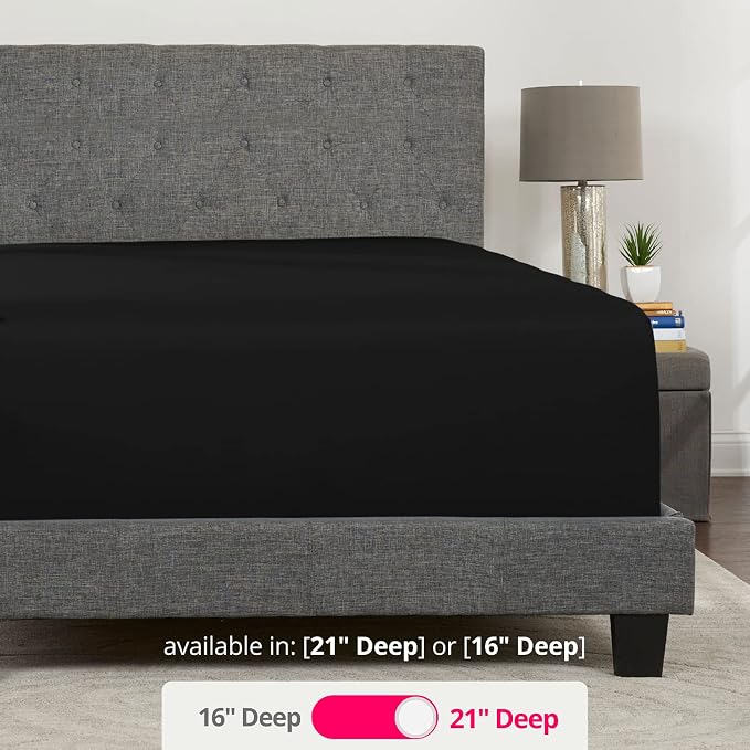 Deep Fitted Sheets King – King Size Fitted Sheet Only Deep Pocket – 21” King - Image 3