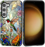 for Samsung Galaxy S23 Case, Hummingbird Wildflower Stained Glass Pattern by Teonvpu