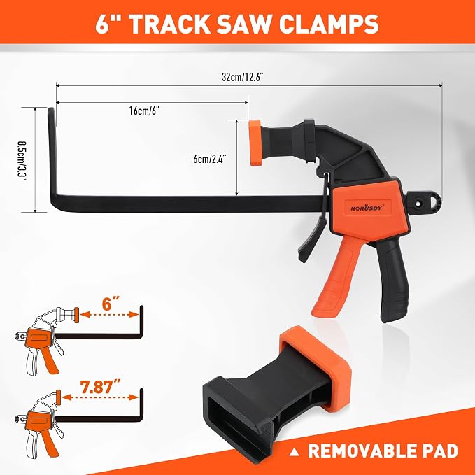 HORUSDY 2 Pieces Strong Hold Track Saw Clamps 6-Inch, Quick Release Track Saw - Image 2