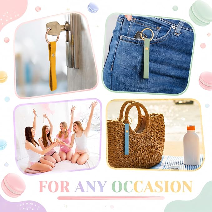 Wavyknot 50 Pcs PU Leather Keychain Blanks Bulk Laser Engraving Blanks Keychain - Image 7