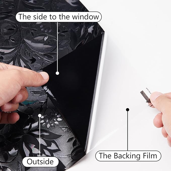 LEMON CLOUD Total Blackout Window Film Privacy Static Cling Frosted Black - Image 7