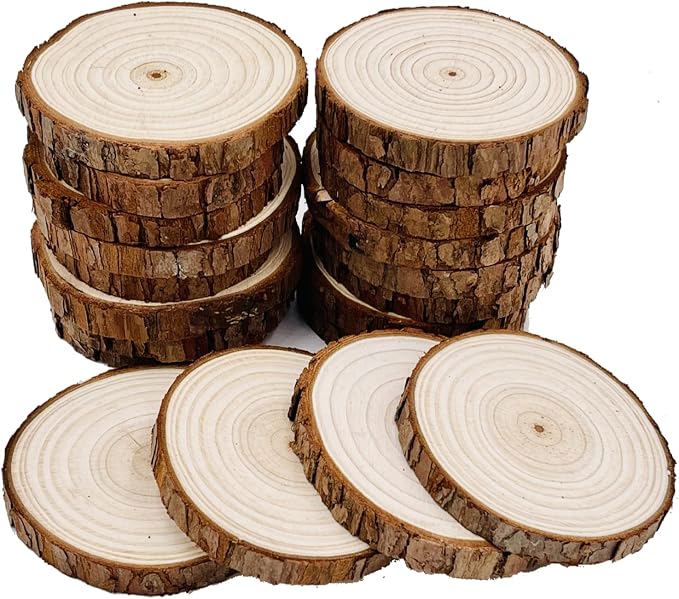 William Craft Unfinished Natural Wood Slices 20 Pcs 2.75-3.1 inch Wood Coaster by WilliamCraftCalifornia