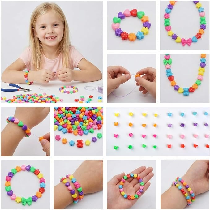800PCS Pony Beads, Kandi Beads for Bracelets Making Kit, Hair Braids Crafts - Image 5