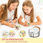 6 Absorbent Ceramic Tiles with Cork Base, Paint Your Own Sloth Coaster | Arts - Image 2