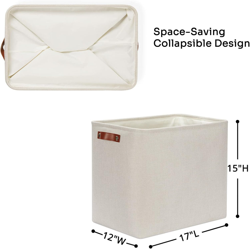 DULLEMELO Extra Large Storage Baskets, Fabric Storage Bins for Organizing Shelves Nursery Toys Books, Closet Baskets and Bins with Handles, Beige, 2-Pack