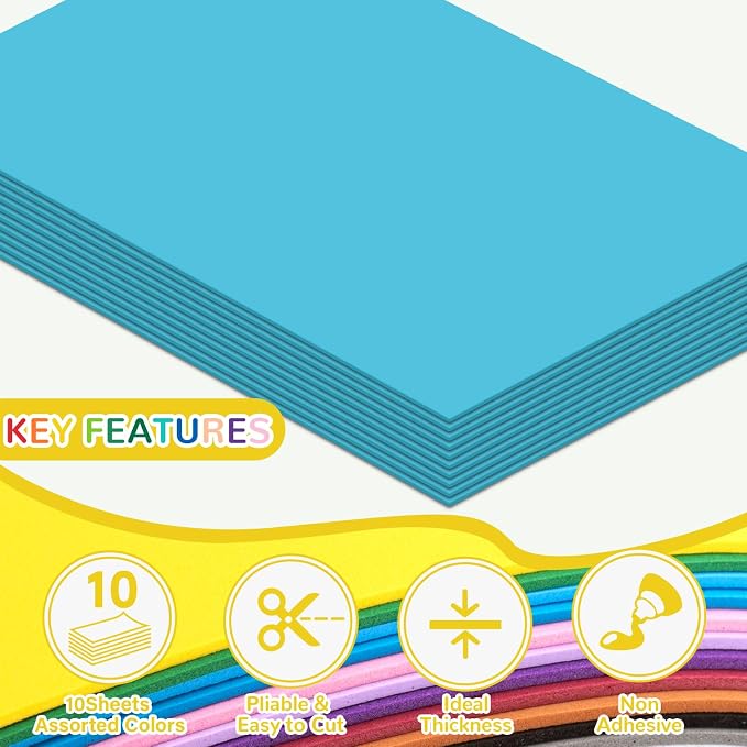 10 Pack Eva Foam Sheets Craft 8 x 12 inch | Foam Paper - Image 3