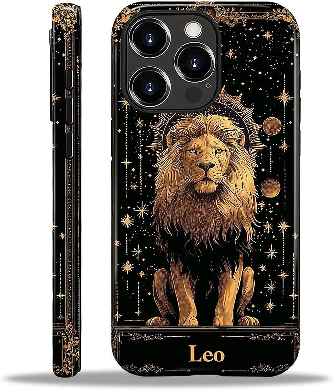 ZHEGAILIAN Case for iPhone 16 Pro, Galaxy Lion Gold Durable Shockproof Silicone by Home