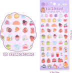 Girl's 3D Cute Japanese Puff Sticker, 100+ Kawaii Dessert and Animal Mini Puffy - Image 2